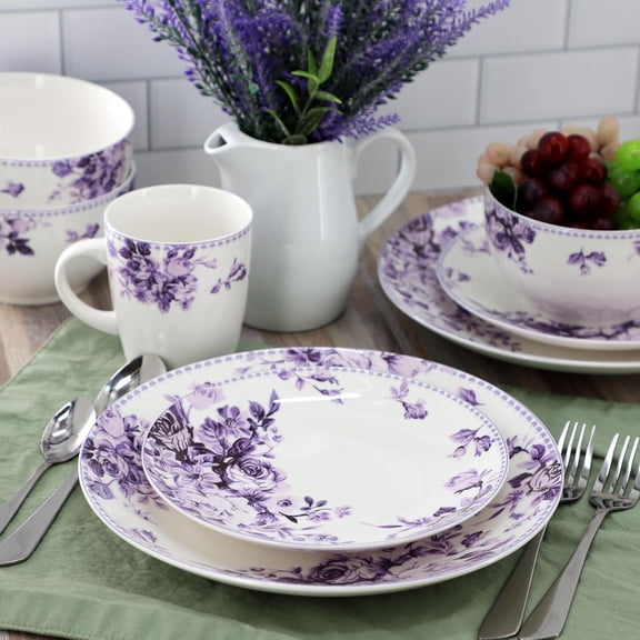 Traditional Rose 16 Piece Porcelain Dinnerware Set Service for 4  Floral