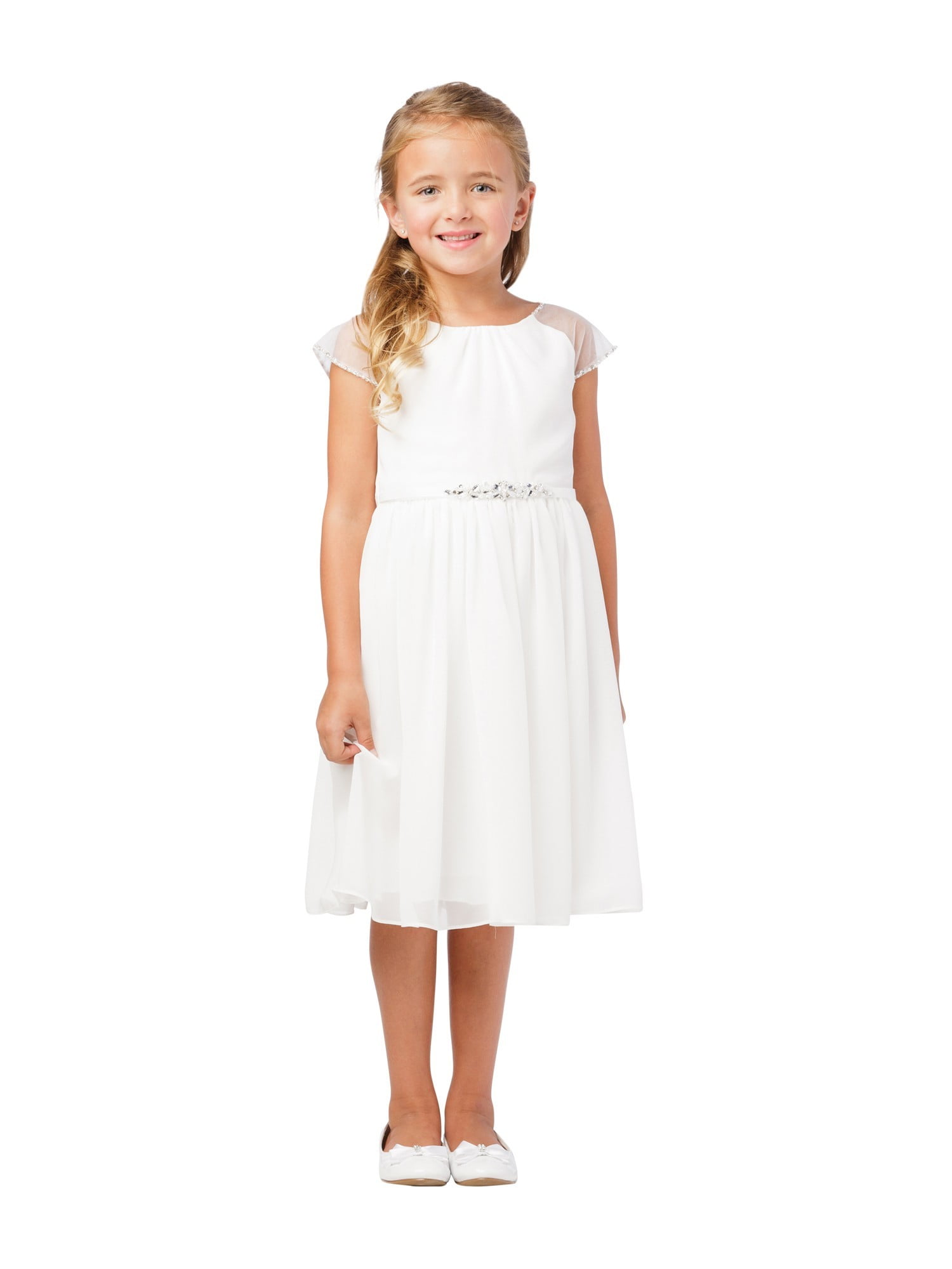 girls white chiffon dress