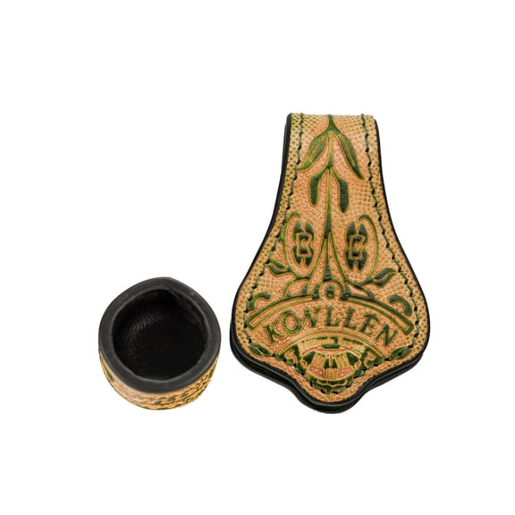 KONLLEN Billiard Chalk Holder with Round Leather Engraved Magnetic Support for Pool Cue Snooker Silent Billiard Accessories