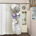 thumbnail image 3 of Merry Christmas Shower Curtain, Festive Xmas Balls Ribbons Pine Leaves Shower Curtains, Fabric Christmas Holiday Decor Shower Curtain for Bathroom 12PCS Hooks, 70X70IN Bathroom Accessories, 3 of 5