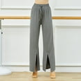 thumbnail image 2 of Maean Loose Yoga Pants for Women Cotton Elastic Waist Wide Leg Drawstring Casual Sport Running Split Pant, 2 of 7