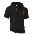 thumbnail image 4 of pstuiky camisetas para hombre, Blusa de manga corta con cuello vuelto, transpirable, con botones y color liso para hombre ropa de hombre l, 4 of 5