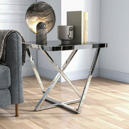 Marchat Metal Square End Table, Chrome