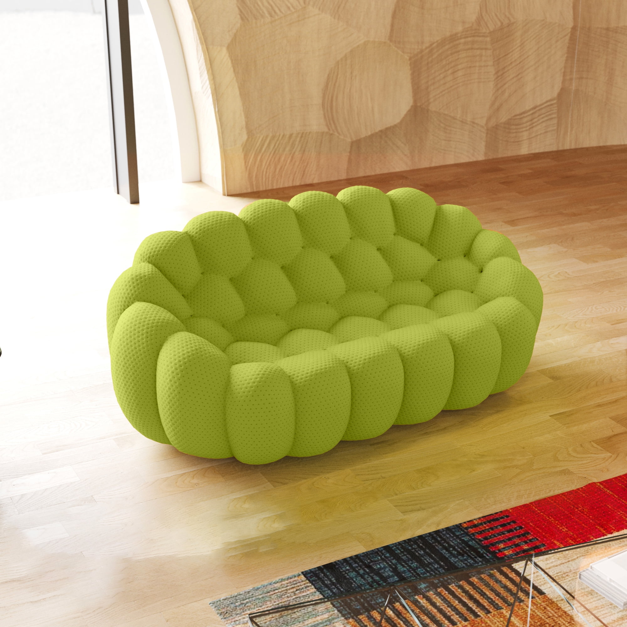 bokifol 79.53"Oversized Loveseat Sofa Couch for Living Room,3D Textured Knit Fabric Sofa,No Assembly Required(Fluorescent Green)