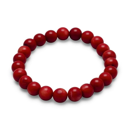 Coral Beads Jewelry Bracelet - Red Coral 8-mm Beaded Stretch Bracelet