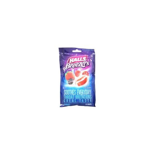Halls Breezers Pectin Throat Drops Cool Berry 25 Drops