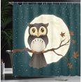 thumbnail image 3 of Ambesonne Owl Feather Shower Curtain, Night Bird Moon Branch, 69"Wx84"L, Dark Teal Brown and Eggshell, 3 of 4
