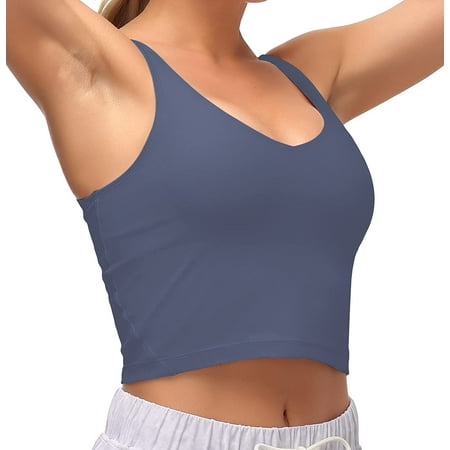 

QWZNDZGR Sports Bra for Women Longline Padded Bra Yoga Crop Tank Tops Fitness Workout Running Top