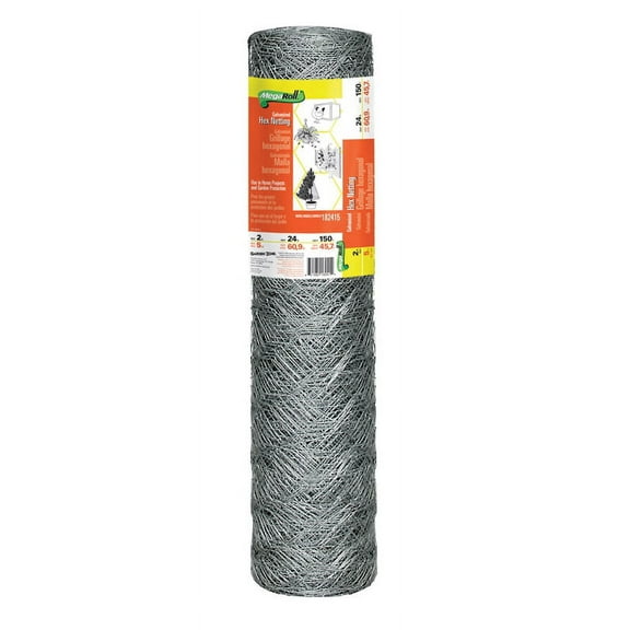 Garden Zone Poultry Netting 24 " H X 150 ' L Galvanized Steel 2 " Hex Mesh 20 Ga Bulk