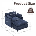 thumbnail image 2 of Lovableguy Modern Oversized Accent Chair with Ottoman,Chenille Deep Seat Upholstered Armchair,Comfy Single Sofa Couch for Living Room Bedroom Office Apartment,Blue, 2 of 7