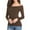 Brown, variant on Mikilon Fashion Women Off the Shoulder Shirts Long Sleeve Slim Blouses Comfortable and Breathable Tops