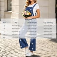thumbnail image 3 of Ruohan Women's Floral Denim Overalls Adjustable Straps Wide Leg Fringe Hem Jumpsuit, 3 of 6