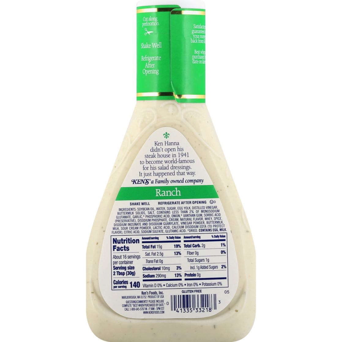(6 pack) Ken's Steak House Ranch Salad Dressing 16 fl oz