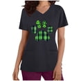 thumbnail image 3 of lcziwo Womens Happy St. Patrick's Day Scrub Tops Short Sleeve Shamrock Graphic Tees Nurse Uniform T Shirt with Pocket Black L, 3 of 7