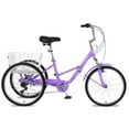 thumbnail image 3 of Lilypelle Folding Tricycle, 24" Three Wheel Bicycle for Adult, 7 Speed Adult Tricycle,Trike Cruiser With Big Basket for Exercise Shopping Picnic Outdoor Activitiess,Purple, 3 of 8