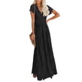 thumbnail image 3 of Txlixc Vestido de Mujer, Manga Corta Cuello en V Cintura Alta Club Prom Cumpleaños Fiesta de Celebridades Color Sólido Encaje Midi Txlixc Moda, 3 of 6