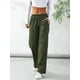 thumbnail image 2 of SAYOO Pantalones de chándal informales para mujer, pantalones deportivos de pierna recta con cintura elástica de color sólido, verde militar/gris SAYOO casual, 2 of 9