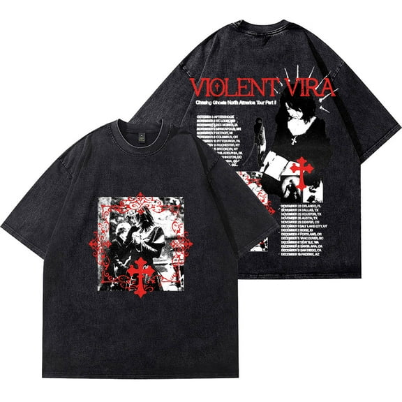 Violent Vira 2025 Tour Vintage Wash T-Shirts Lover Of A Ghost Merch Women Men Cotton Short Sleeve