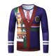 thumbnail image 1 of Blusa informal de manga larga con cuello redondo y estampado navideño para hombre Pompotops oipoqjl2449, 1 of 6