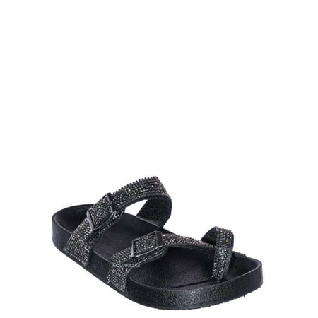 

Hawk18K by Top Moda Little Girls Soft Footbed Rhinestone Sandal - Kid Molded Strappy Slipper