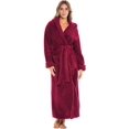 thumbnail image 3 of Women's Plush Fleece Robe with Hood, Long Warm Solid Bathrobe, 3 of 7