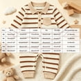 thumbnail image 3 of CAICJ98 Baby Boy Fall Clothes Stripe Romper Long Sleeve Collared Button Down Jumpsuit Newborn Winter Outfit (Beige,0-3 Months), 3 of 4