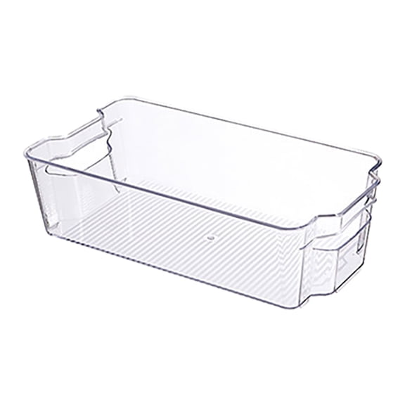 Pull Out Stackable Refrigerator Drawer Organizer - Clear Plastic Fridge Storage Bins for Fruits, Vegetables, Meat - Space Saving, Durable PET Material with Handle
