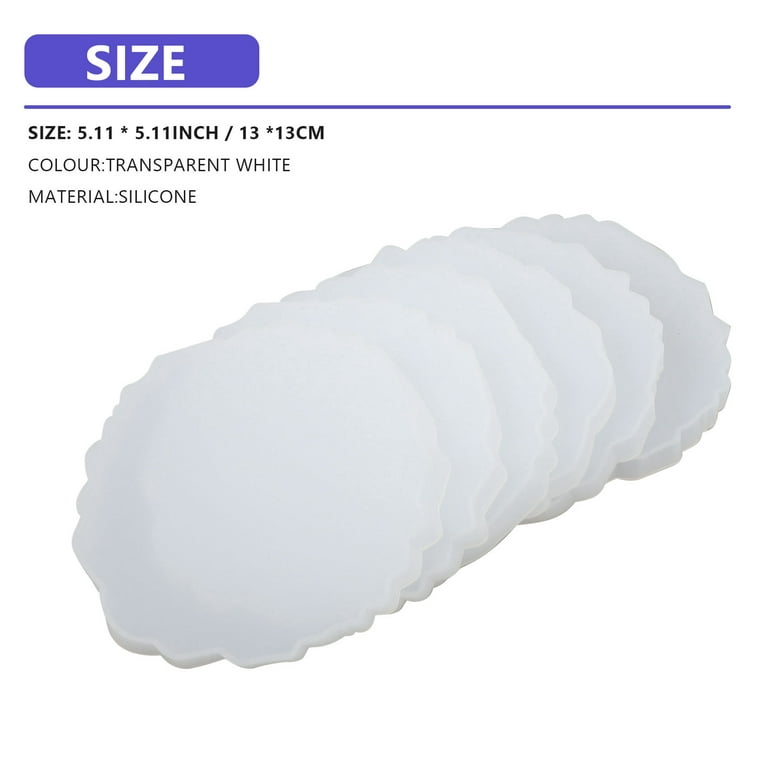 China 6 Pieces Resin Coaster Mold Large Silicone Geode Mold Irregular Wave Shape Mold DIY Epoxy Tray Mold Coaster Casting Mold, Clear