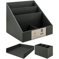 Pen + Gear Black Leather Desk Organization Set - Walmart.com