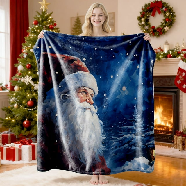 Christmas Print Blanket Comfortable And Soft Flannel Blanket Merry Christmas Blanket Suitable For Bedroom Sofa Christmas Decoration 75X100cm