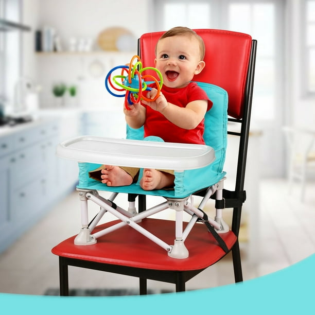 IMAGE Baby Booster Seat with Tray Folding Portable High Chair Tip