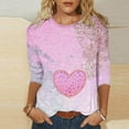 thumbnail image 2 of BLVB Valentines Day Shirts Women Heart Graphic Valentines Day T Shirts 3/4 Sleeve Casual Crewneck Tops Blouses, 2 of 4