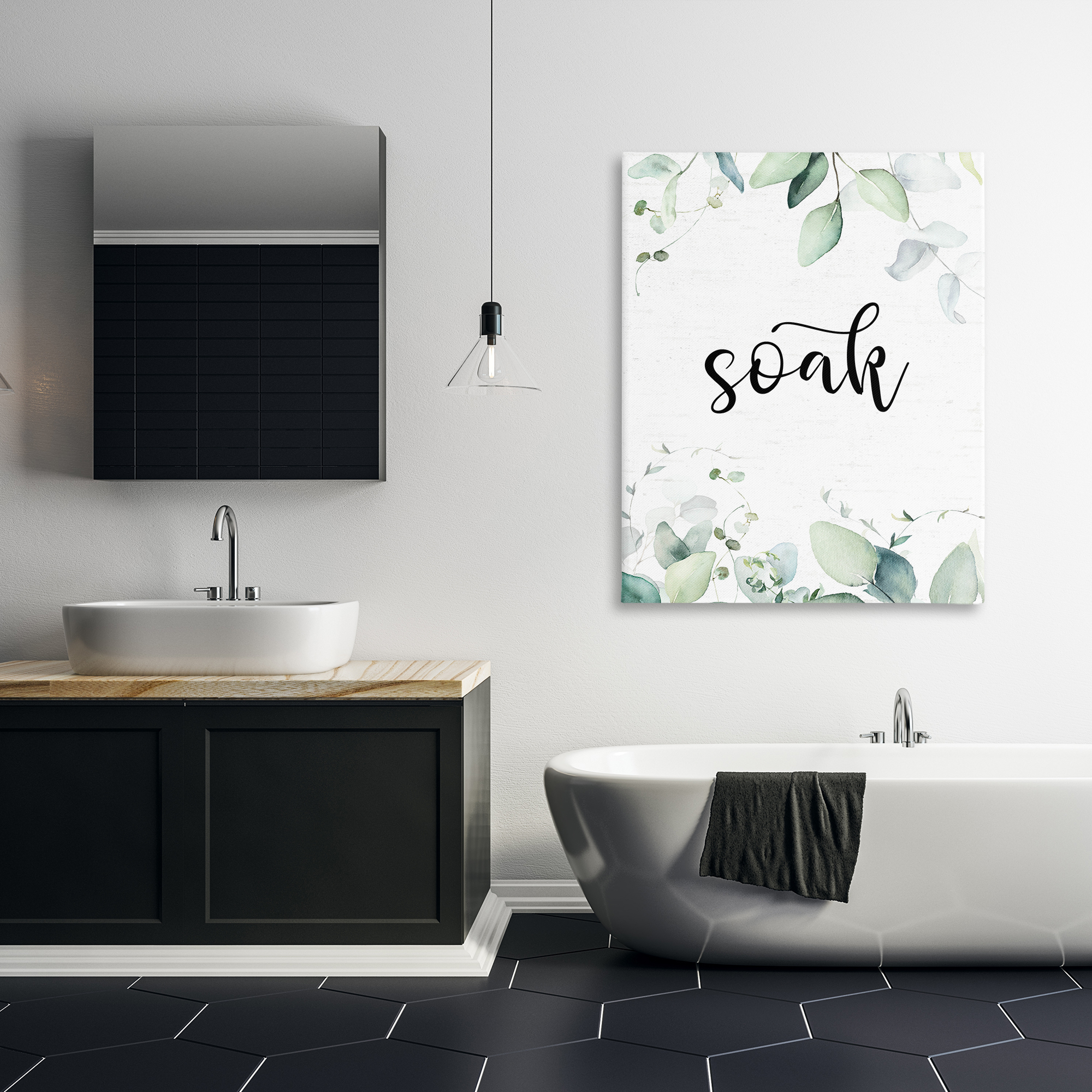 Soak Leafy Herbs Canvas Wall Art, design by Lettered and Lined