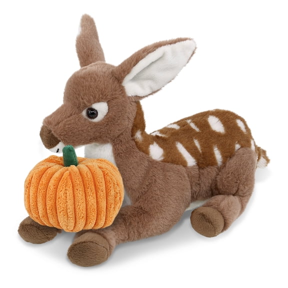 DolliBu Super Soft Fawn Deer Stuffed Animal with Pumpkin Decor - Pumpkin Plush Animal for Fall, Halloween and Thanksgiving, Pumpkin Toy for Baby, Kids, Adults - 10 Inches
