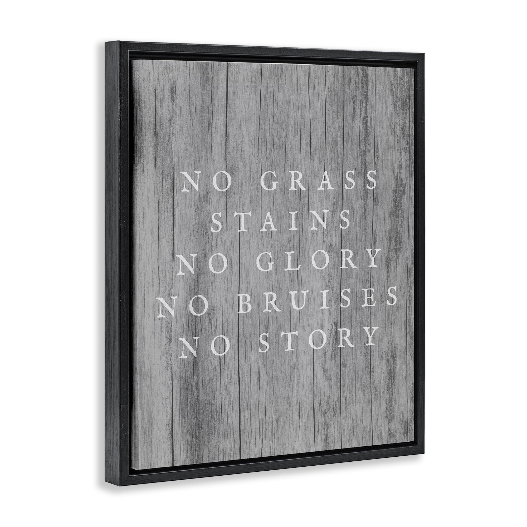 Stupell Industries No Grass Stains No Glory Sports Painting Black Floater Framed Canvas Art Print Wall Art, 17 x 21