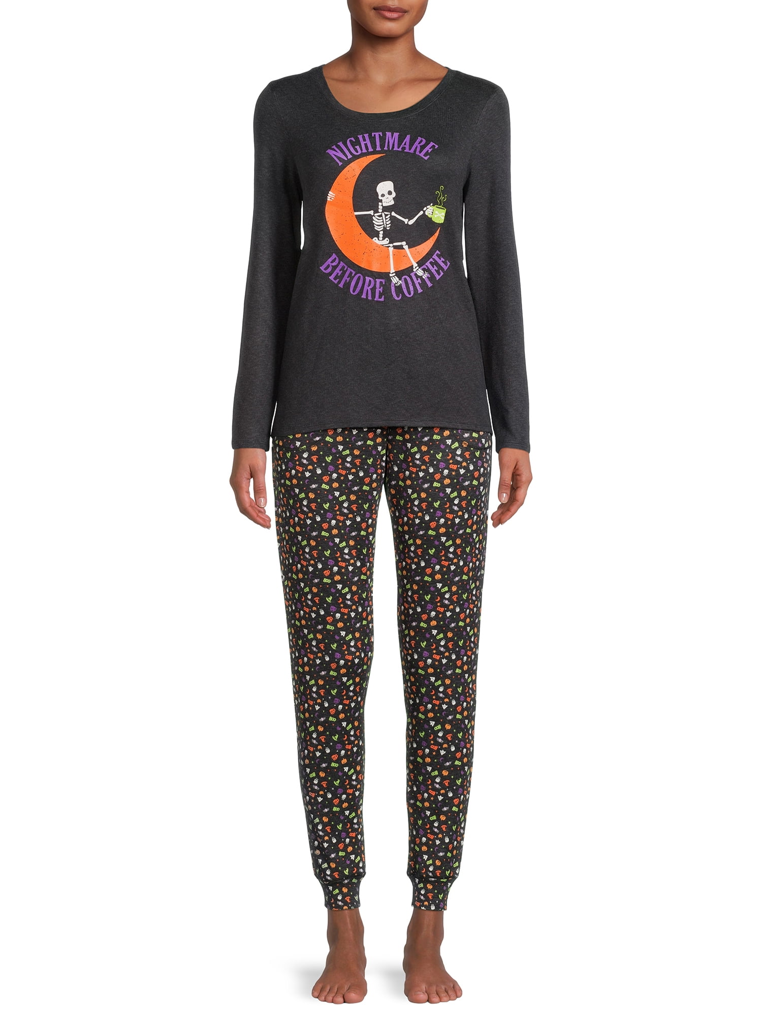 Ladies Womens Moon Pumpkin Scary Halloween T-Shirt Baggy Lounge Wear PJ Dress 