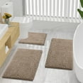 thumbnail image 7 of Smiry Chenille U-Shaped Toilet Bathroom Rugs, Soft Absorbent Non-Slip Contoured Carpet, Machine Washable Bathroom Mats, 20"X20", Beige, 7 of 7