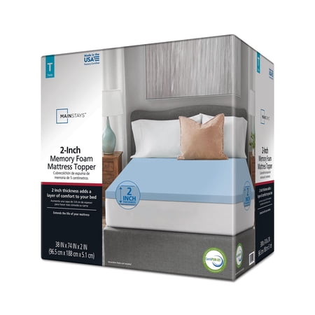 MAINSTAYS 2″ MEMORY FOAM MATTRESS TOPPER, TWIN