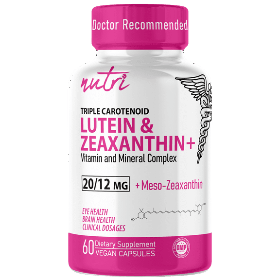 Nutri Lutein, Zeaxanthin & Mesozeaxanthin Vision Complex with Zinc 20/12 mg  60 Count