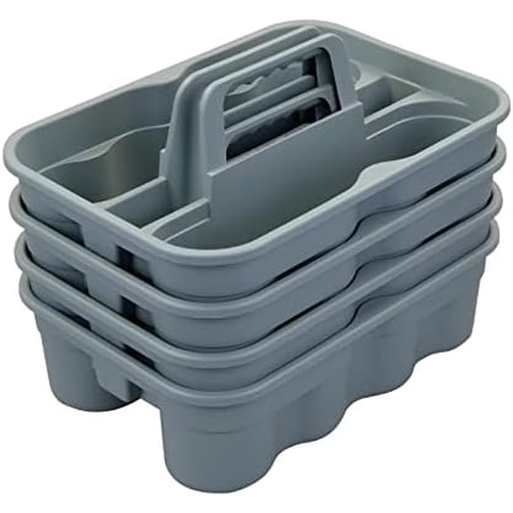 4 Pack Carry Caddy, Plastic Cleaning Caddy with Handle, Gray$$Garden & Patio