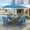 4 Dark Blue Stackable Chairs, variant on SOLAURA 6-Piece Outdoor Patio Dining Set with Umbrella, Patio Furniture Set with Textilene Chairs, Metal Square Dining Table and Sky Blue Umbrella for 4 People, Dark Blue