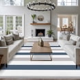thumbnail image 4 of Blue Gray Striped Large Area Rugs for Bedroom Living Room, Soft Non Slip Carpet Bedside Rug, Farmhouse Stripe Art Rectangular Floor Cover Kitchen Accent Rug 5'x7' for Dining Room/Office, 4 of 9