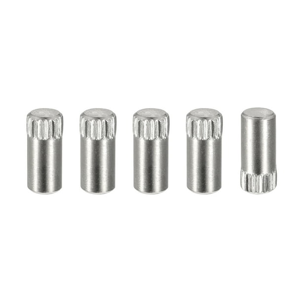 5x10mm 304 Stainless Steel Dowel Pins, 5 Pack Knurled Head Flat End