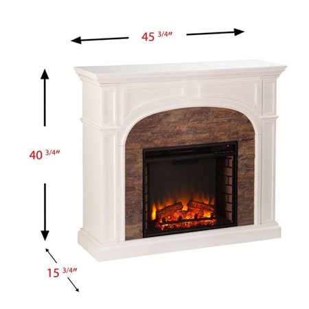Southern Enterprises Tanaya Faux Stone Electric Fireplace In White