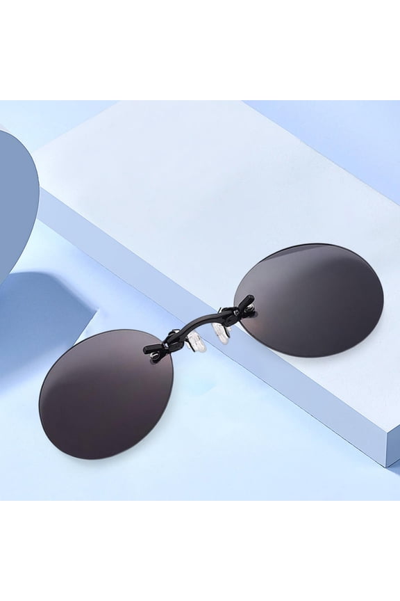 Nose Rimless with Carry Case Driving Glasses Gray