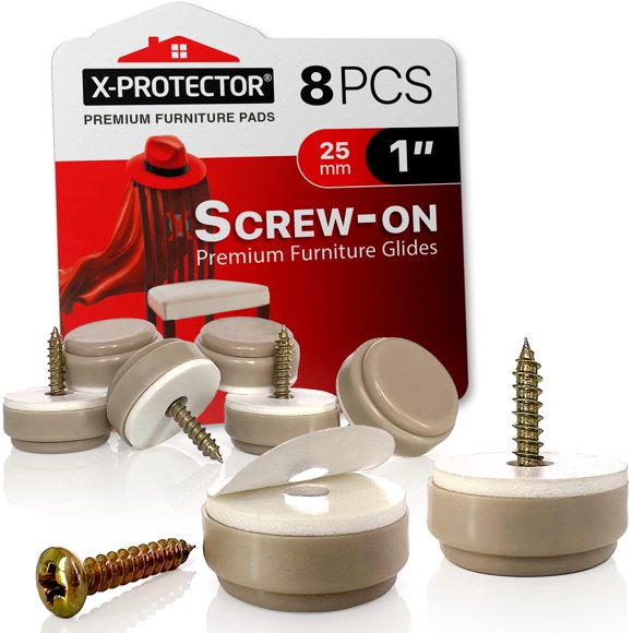 Deslizadores para sillas X-Protector, 8 piezas, protectores atornillables de 2,5 cm
