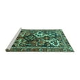 thumbnail image 2 of Ahgly Company Machine Washable Indoor Square Persian Turquoise Blue Traditional Area Rugs, 4' Square, 2 of 4