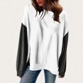 thumbnail image 6 of TKLPEHG Long Sleeve Tops for Women Crew Neck Drop Shoulder Tunic Tops Loose Casual Comfy Classic Color Block Patchwork Fashion Lightweight Pullover (White,M), 6 of 6