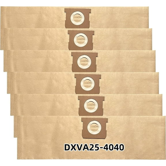 6 Pack DXVA25-4040 Standard Disposable Dust Bag， Compatible with DEWALT 4 Gallon Wet/Dry Vacuum , DXV04T