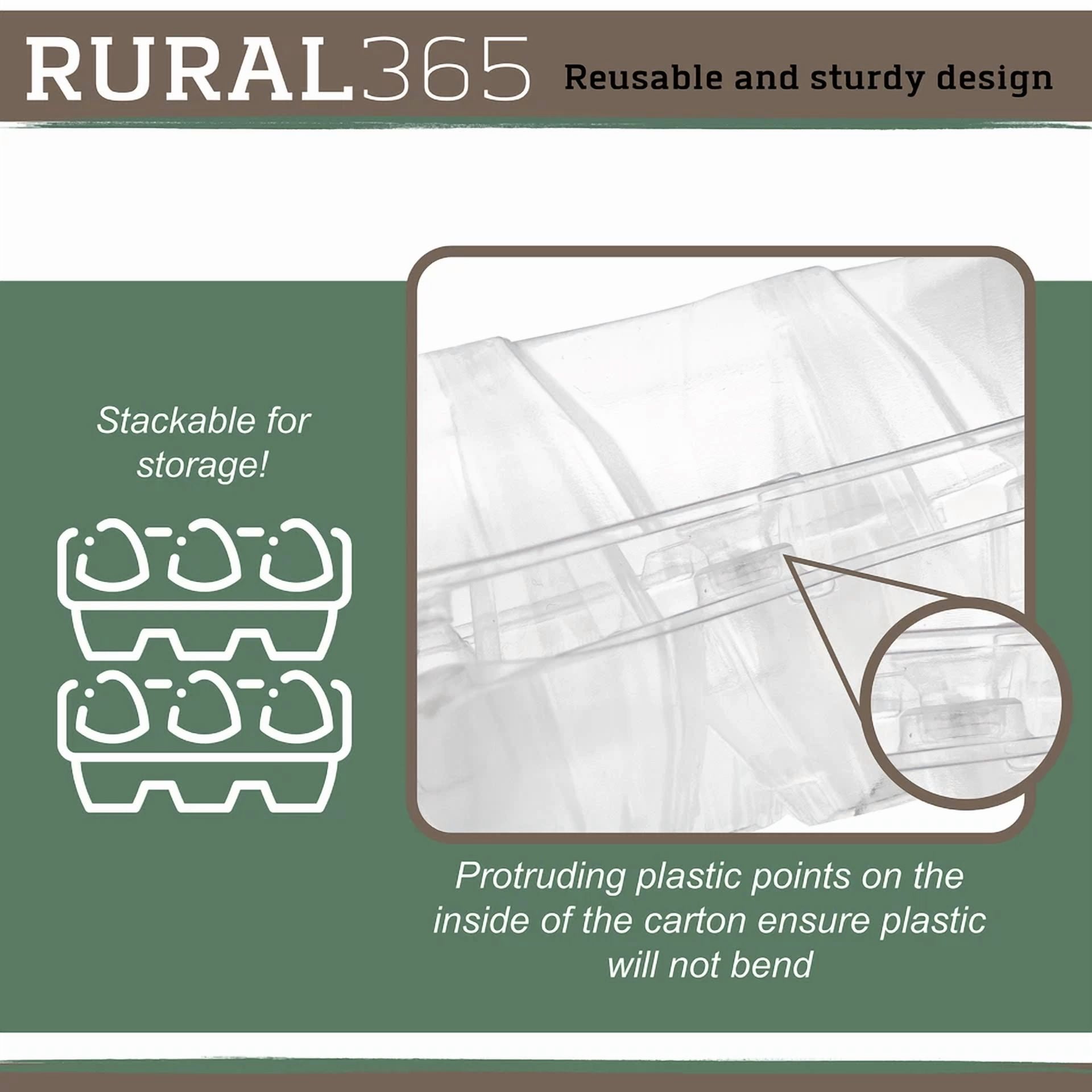 Rural365 Plastic Egg Carton For 6 Eggs 12Ct Reusable Chicken Egg Holder